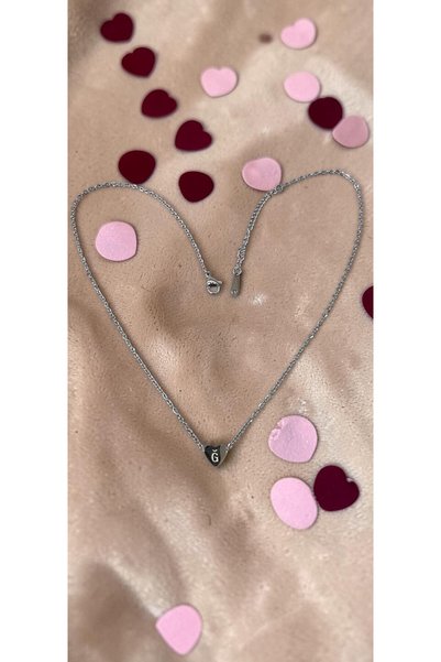 ahsenaksesuar2025 Silver Color -G- Letter Heart Detailed Minimal Thin Chain S...