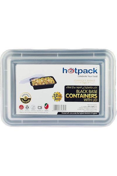 Hotpack وعاء تحضير وجبات الطعام القابل للاستخدام في الميكروويف، ذو قاعدة مستط...