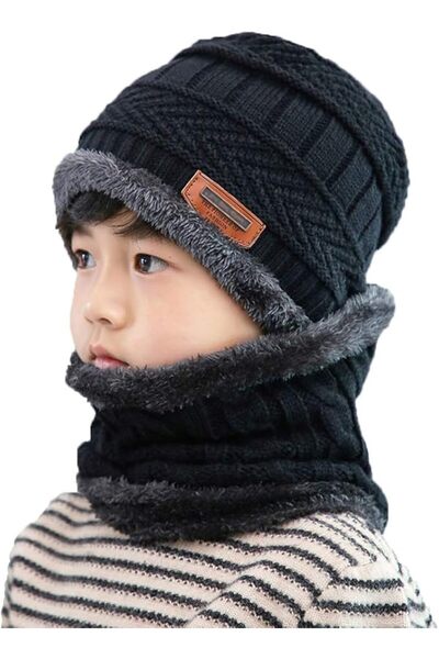 TERRIFI Kids Winter Hat and Scarf Set, Warm Knit Beanie and Infinity Scarf, S...