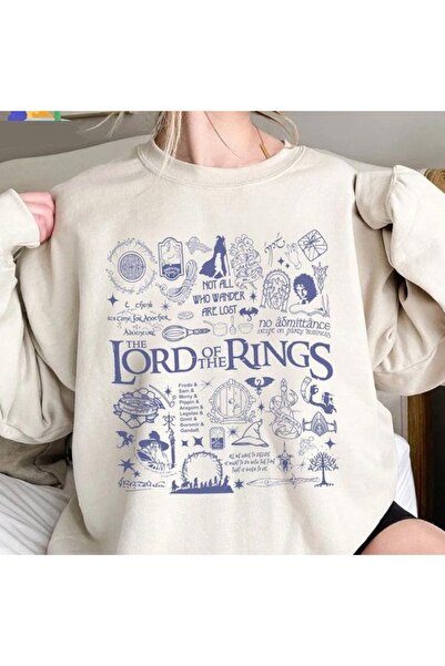 Vordevia Design Printed Cotton 3 Thread Threaded Crew Neck Oversize Sweatshirt