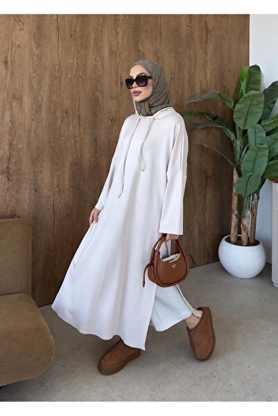 Generic Brand Hooded Oysho Fabric Long Slit Tunic |   Hijab Women's Abaya Blouse