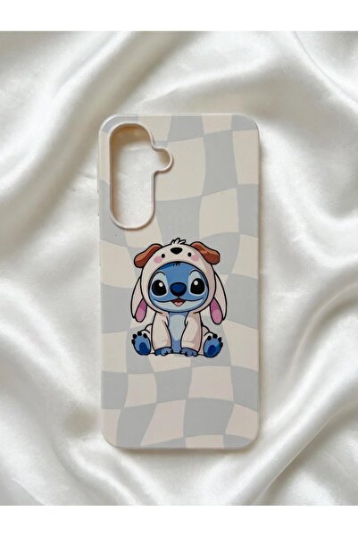 İka Aksesuar Samsung Galaxy A16 Uyumlu Lansman Açık Mavi Kareli Stitch Figürl...