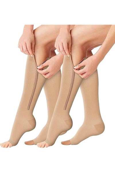 SYOSI Compression Socks - 2 Pairs 15-20mmHg Open Toe Toeless Compression Sock...