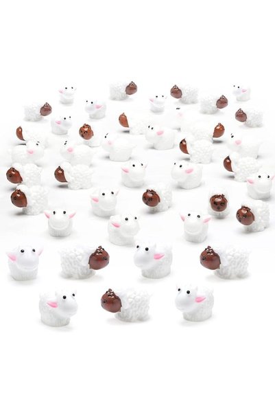GENERAL Bukela 120 Pcs Cute Resin Sheep Figurines, Lovely Resin Sheep Cake To...