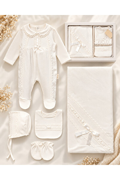 Arinpexa 5-Piece Lace-Detail Newborn Baby Girl Hospital Release Set / 5-Piece...