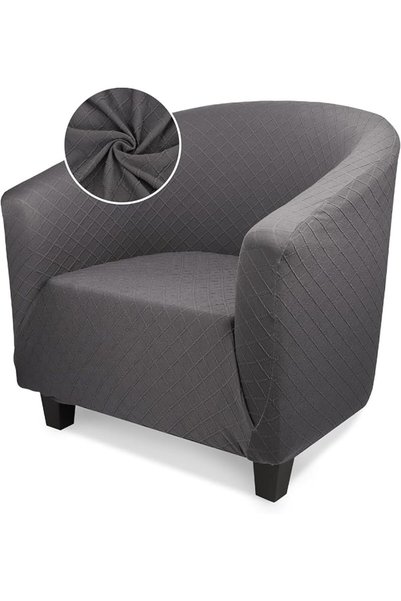 GENERAL Club Chair Cover, 1 Piece Beige Barrel Chair Covers with Arms, Soft S...