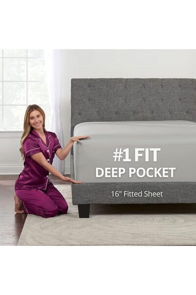 DeaLuxe King Size Fitted Sheet Only - Real 16” Inch Deep Pocket White Fitted ...