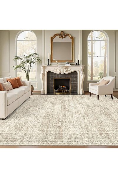 GENERAL Sumotale Washable Area Rug 8X10 Soft Beige Rug for Living Room