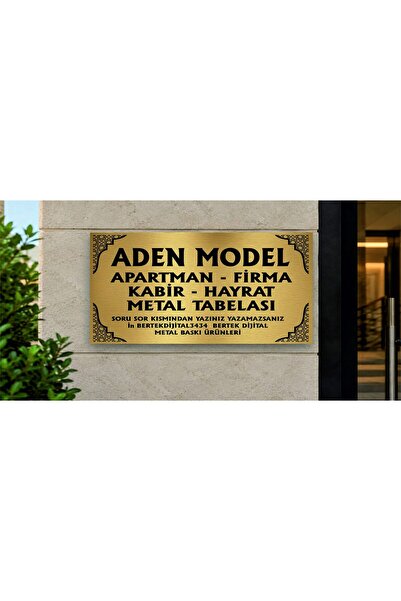 Aden Gold Metal Tabela 30x60 cm Kişiye Özel Apartman Firma İsimliği