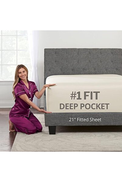 DeaLuxe King Size Fitted Sheet Only - Real 16” Inch Deep Pocket White Fitted ...