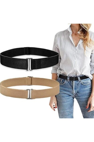 GENERAL X spring Invisible Stretch Belt, 2Pcs Minimalist Elastic Belt for Wom...