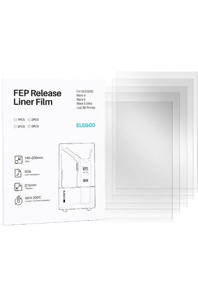 ELEGOO ٥ قطع من فيلم الإطلاق FEP، بحجم 206 × 146 ملم، وسُمك 0.15 ملم