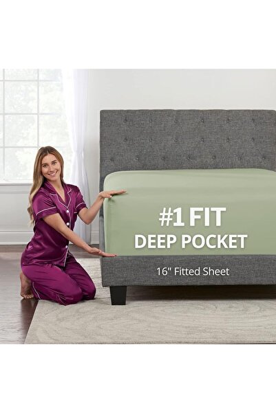 DeaLuxe King Size Fitted Sheet Only - Real 16” Inch Deep Pocket White Fitted ...