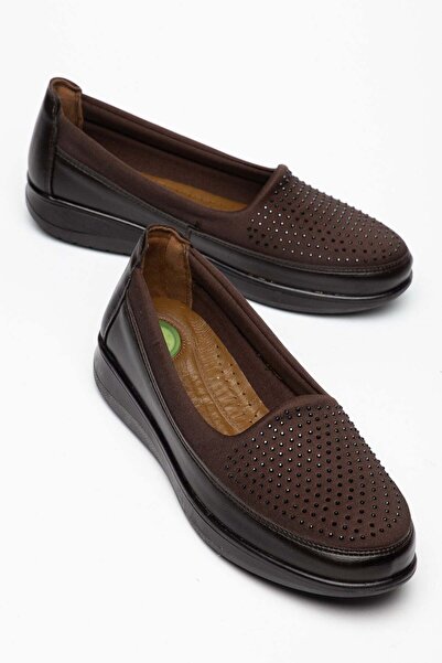 Dilimler Ayakkabı Orthopedic Women's Casual Shoes Brown Genuine Leather Insid...