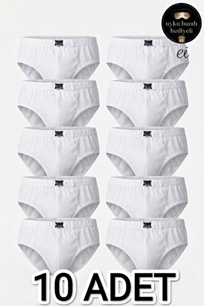 Tutku 100% Cotton Pack of 10 White Men's Slip Underpants - Special Production...