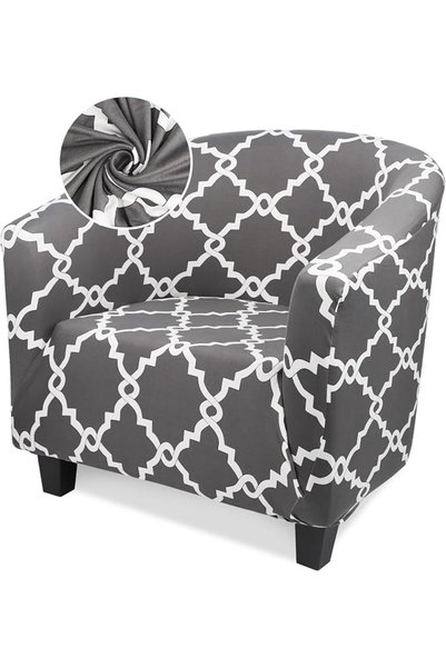 GENERAL Club Chair Cover, 1 Piece Beige Barrel Chair Covers with Arms, Soft S...