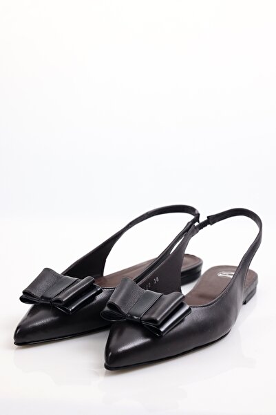 5in1Canpolat Brown Pointed Toe Ballerinas 26088