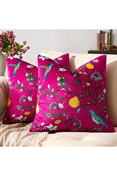 BLUE MUSSEL Musel Yellow Floral Throw Pillow Covers 18X18, Set of 2