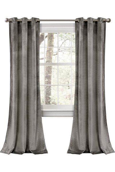 Lush Decor Prima Velvet Curtains Color Block Light Filtering Window Panel Set...