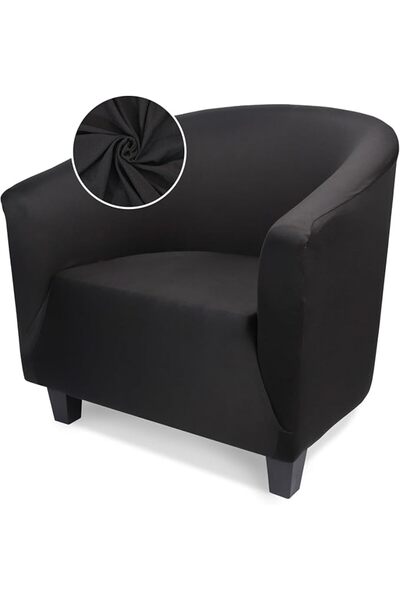 GENERAL Club Chair Cover, 1 Piece Beige Barrel Chair Covers with Arms, Soft S...