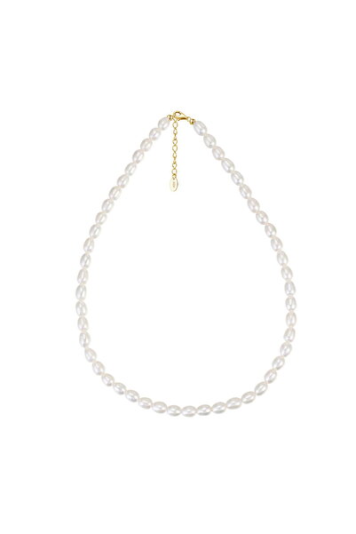 Be Special Colier din argint 925 placat cu aur de 14K cu perle, 45 cm
