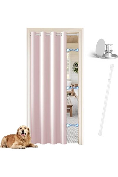 GENERAL Door Curtain with Rod and Magnetic Button Opaque with Eyelets for Liv...