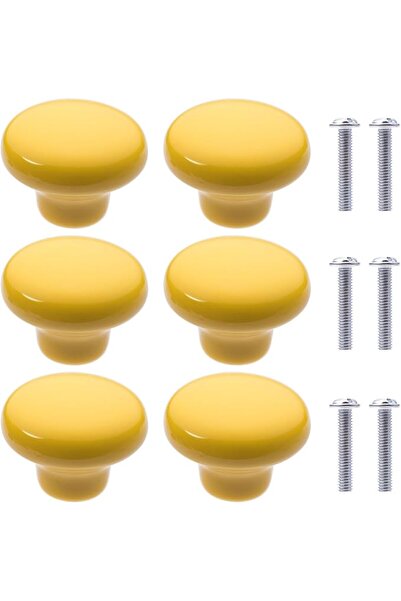 GENERAL NAKUPENDA Pack of 6 Furniture Knobs Round Ceramic Cabinet Drawer Knob...
