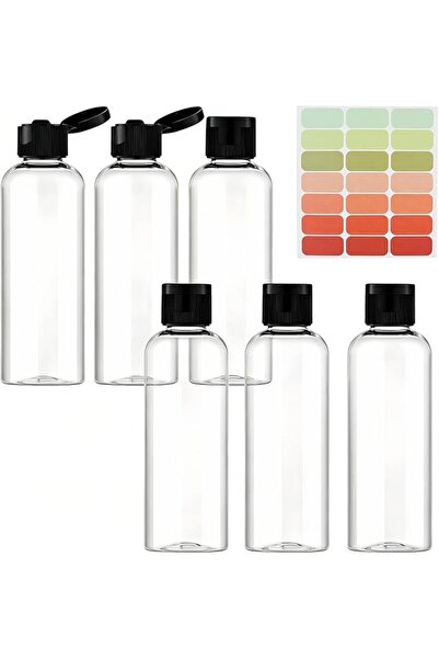 GENERAL 6 Pack 100ml/3.4oz Amber Travel Toiletry Containers, Brown Plastic Fl...