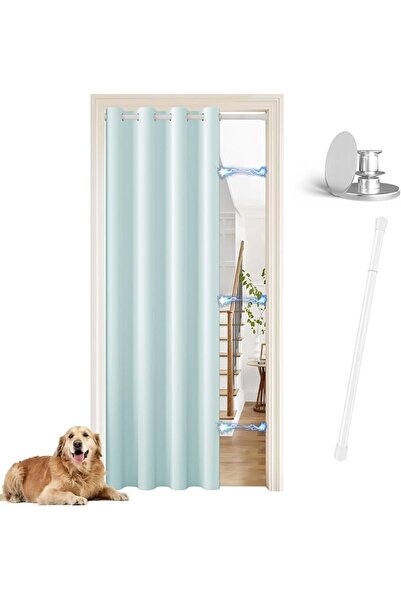 GENERAL Door Curtain with Rod and Magnetic Button Opaque with Eyelets for Liv...
