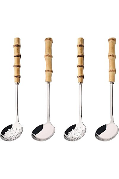 uniturcky Serving Spoon and Fork Set, 304 Stainless Steel Utensils with Natur...