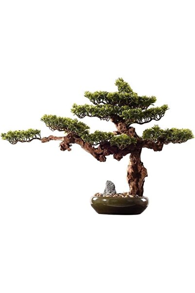 GENERAL نباتات اصطناعية في أصيص، شجرة بونساي صناعية، نبات أخضر مزيف، نبات اصط...
