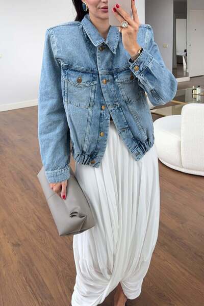HAZELANNA Vintage Washed Crop Denim Jacket
