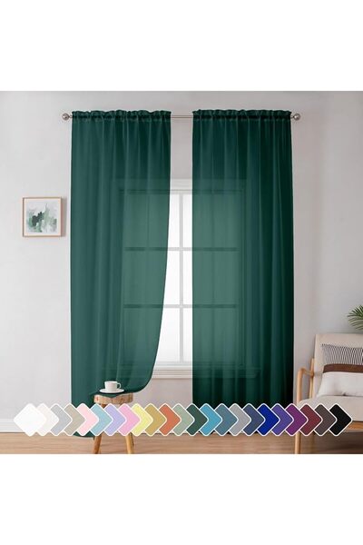 GENERAL Simplebrand Red Sheer Panles 72 Inches Long 2 Panels for Living Room,...