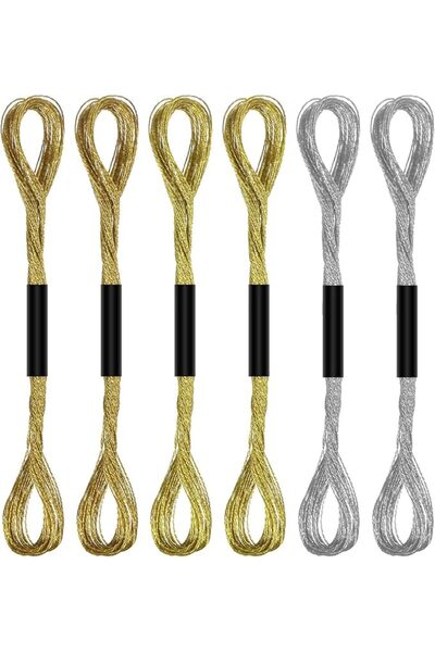 GENERAL 6 Skeins Metallic Embroidery Thread Set, Polyester Cross Stitch Floss...