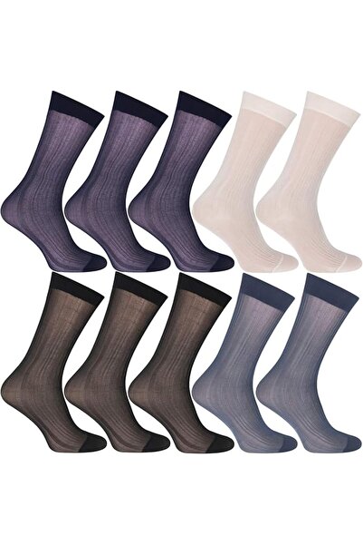 GENERAL 10 Pairs Mens Ultra Thin Dress Socks Silk Sheer Business Socks Soft N...