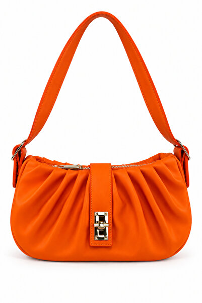 birizmoda Rio Women's Drawstring Baguette Shoulder Bag-Orange