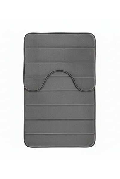 Flippy Bath Mats, 80x50 cm / 50x40 cm, Grey, Non-Slip, Absorbent, Set of 2 pi...
