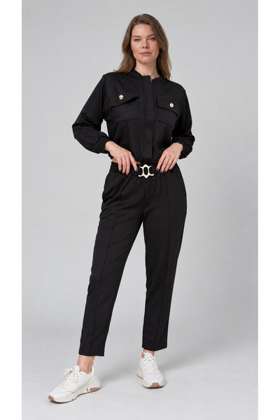 EtkiModa Women's Modal Fabric Tracksuit Set with Buckle Detail