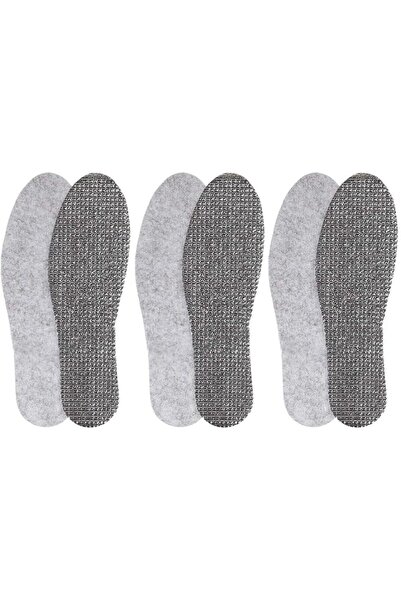 GENERAL 3 Pairs Natural Felt Warm Insoles Double- Faced Boot Inserts Pad Wint...