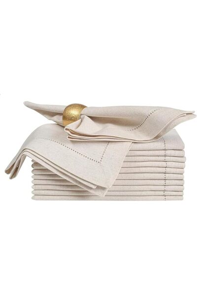 ALPHA BEDDING مجموعة مناديل عشاء من الكتان والقطن مكونة من 12 قطعة مقاس 18×18...
