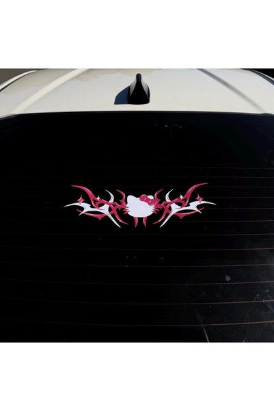 Genel Markalar Kırmızı Hello Kitty Y2K Anime Drift Otomobil Cam Sticker Araba...