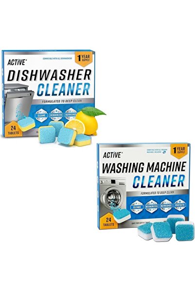 Active Washing Machine And Dishwasher Cleaning Tablets Bundle - Includes 12 M...