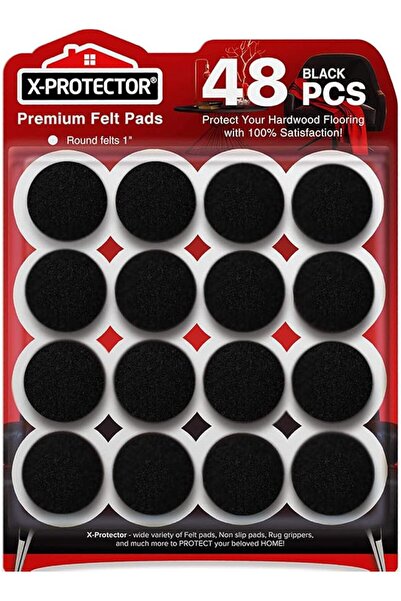 X-Protector Black Felt Furniture Pads - 48pcs for Wood Floors