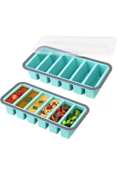 Generic 2-Pack Silicone Freezer Tray with Lid, 3/5 Cup / 150ML Silicone Soup ...