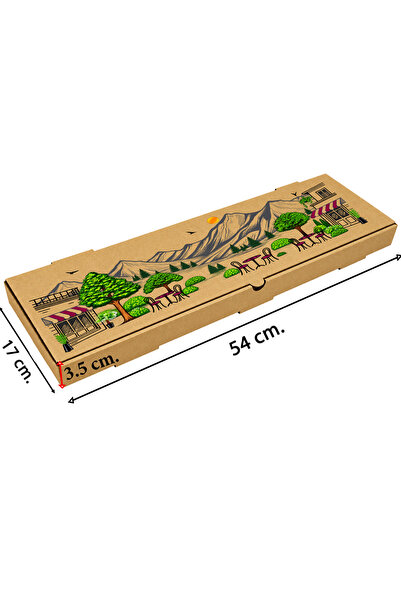 Kraft Karton Pide Kutusu 54x17x3.5 cm. 100 Adet