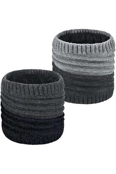 GENERAL 2 Pack Thermal Neck Warmer for Men Women, Fleece Lined Knitted Neck G...