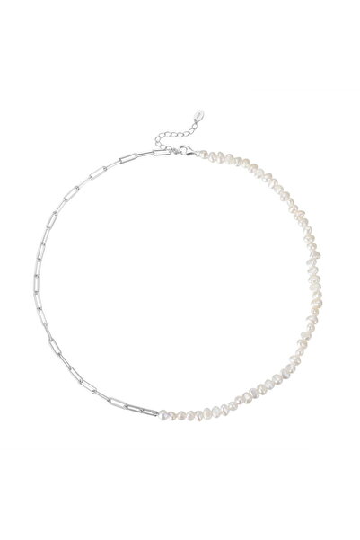 Be Special Colier din argint 925 placat cu rodiu cu perle 50 cm