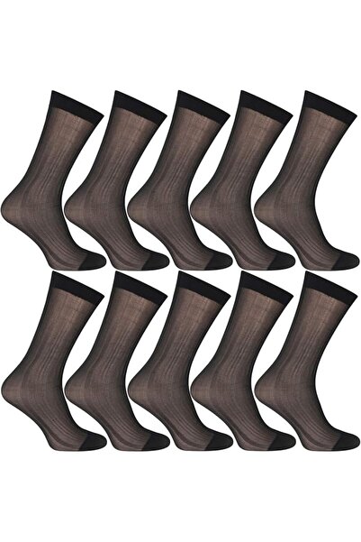 GENERAL 10 Pairs Mens Ultra Thin Dress Socks Silk Sheer Business Socks Soft N...
