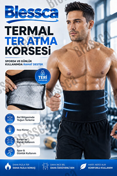 Blessca Termal Sauna Bel Korsesi Erkek Kadın Zayıflama Korse Zayıflatan Bel Terleten Doğum Sonrası Lohusa Göbek Toparlayıcı Eritme İnceltme Yağ Yakan Terleme Kemeri İncelme Kemer