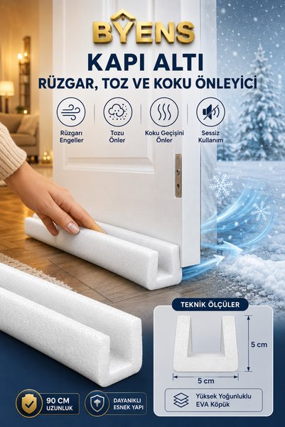 BYENS 2 Adet Kapı Altı Rüzgar Önleyici Isı Yalıtım Süngeri Rüzgarlık Toz Soğuk Sünger Koruması Beyaz Rüzgar Kesici Geçirmez Eşik Geçmeli Strafor İzolasyon